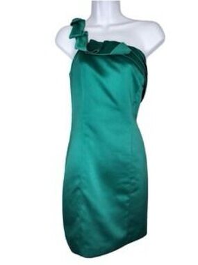 Nwt ANTONIO MELANI Teal Satin Dress - Vibrant Teal